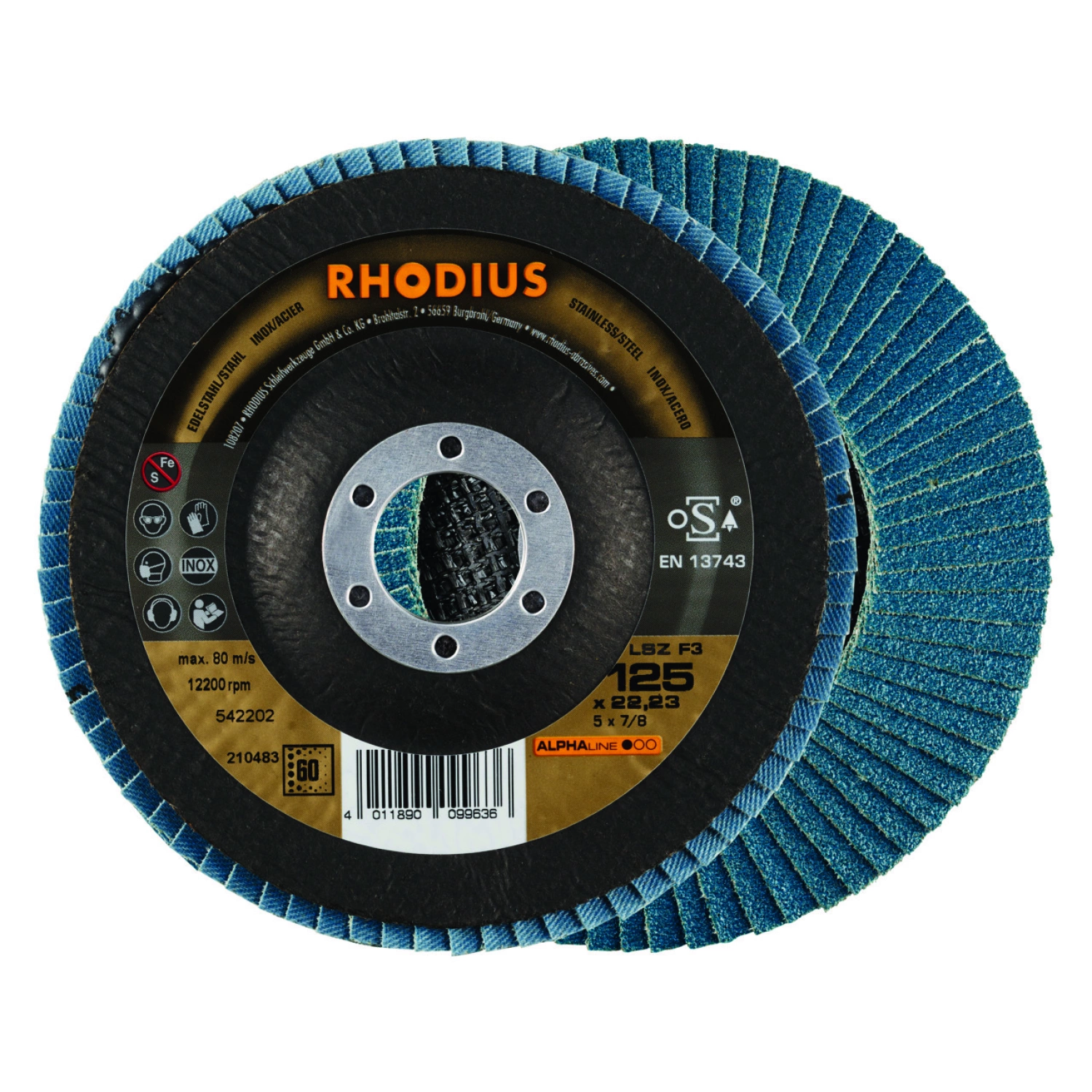Rhodius 210483 LSZ F3 K60 ALPHALINE | Disque à lamelles 125 x 22,23mm (10 pcs)-image