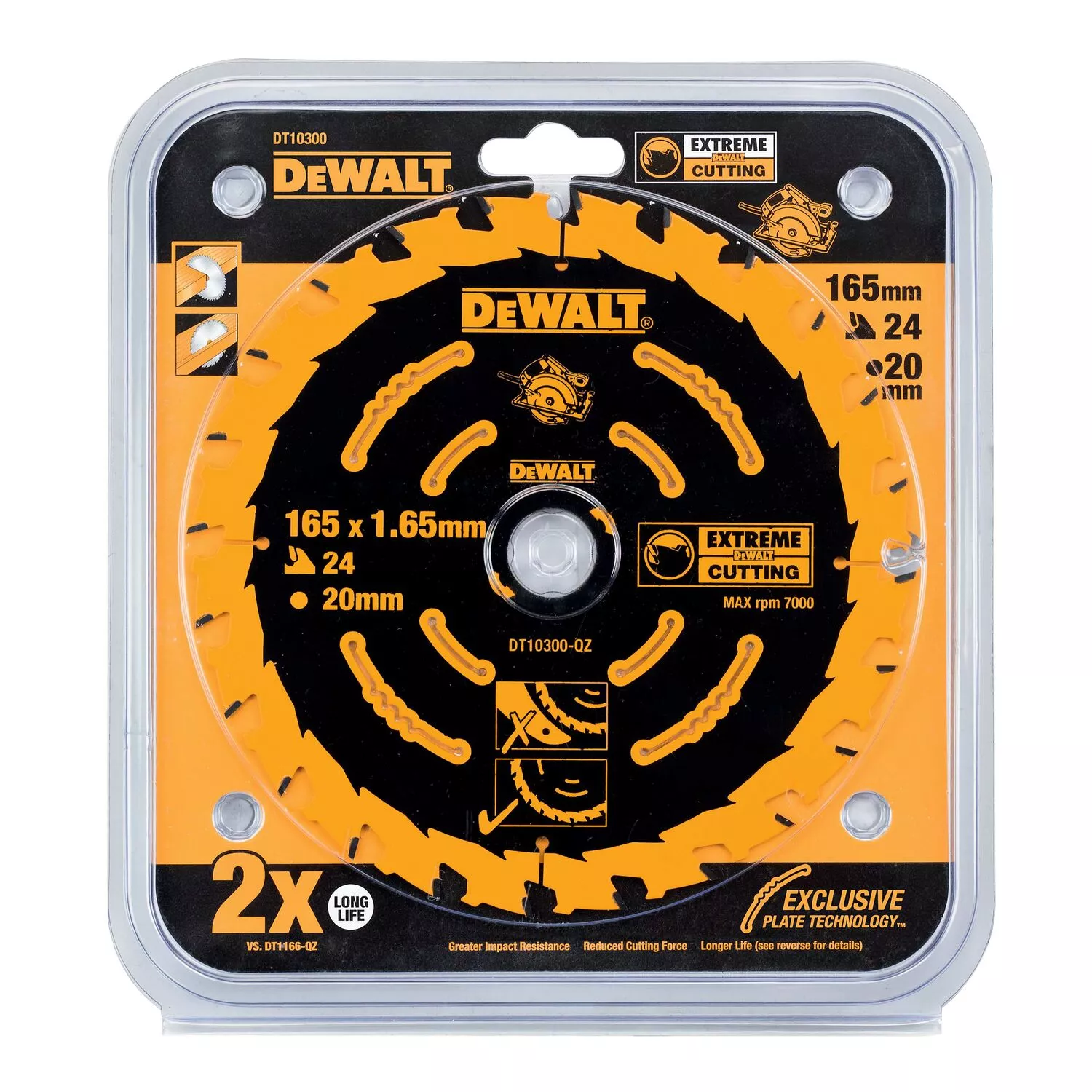 DeWALT DT10300 Extreme - Lame de scie circulaire - 165 x 20 x 24D - bois-image