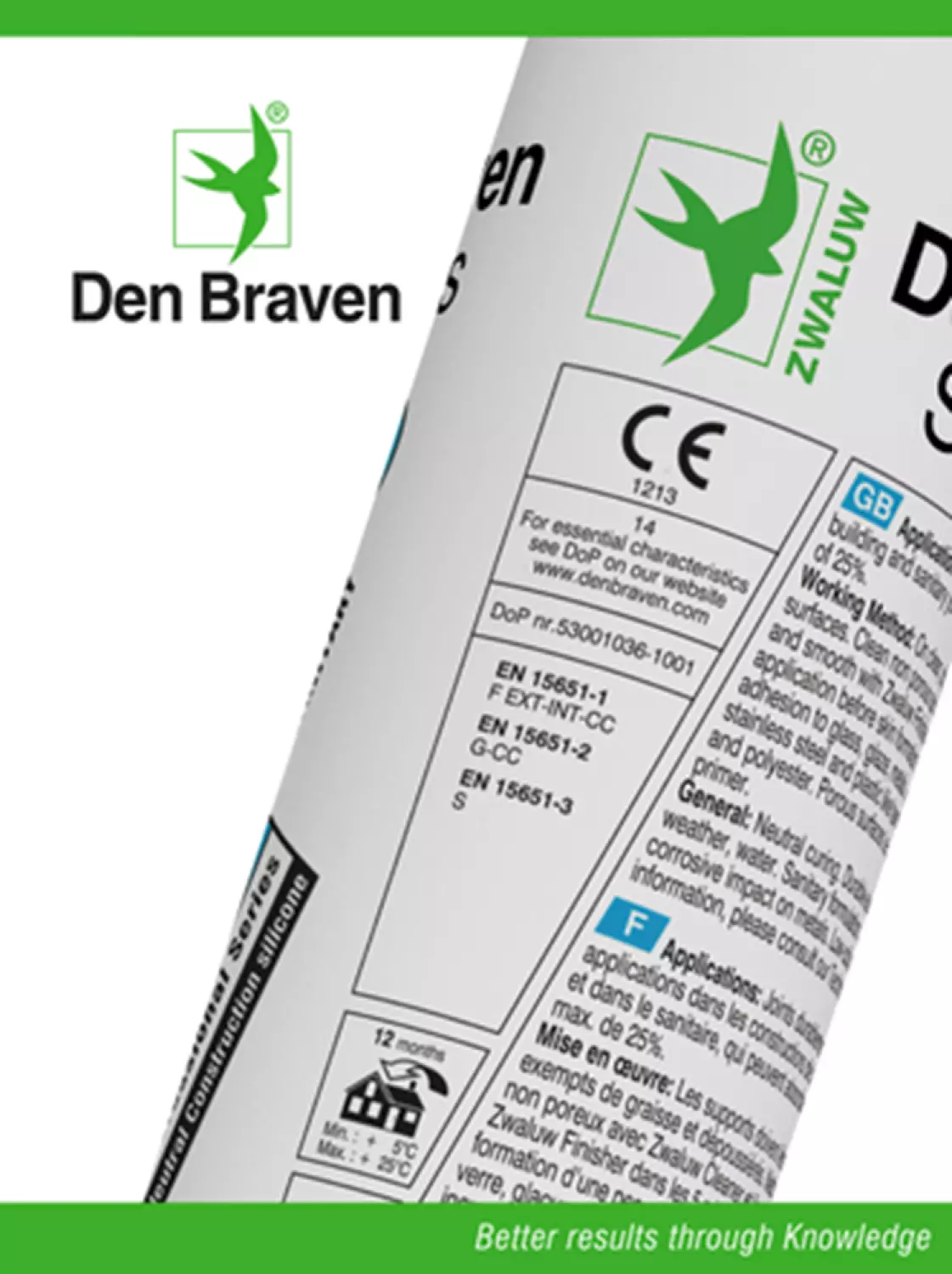 Zwaluw Den Braven 30618904 - Silicone-NO + Sanitary Silicone Kit - Blanc - 310ml-image