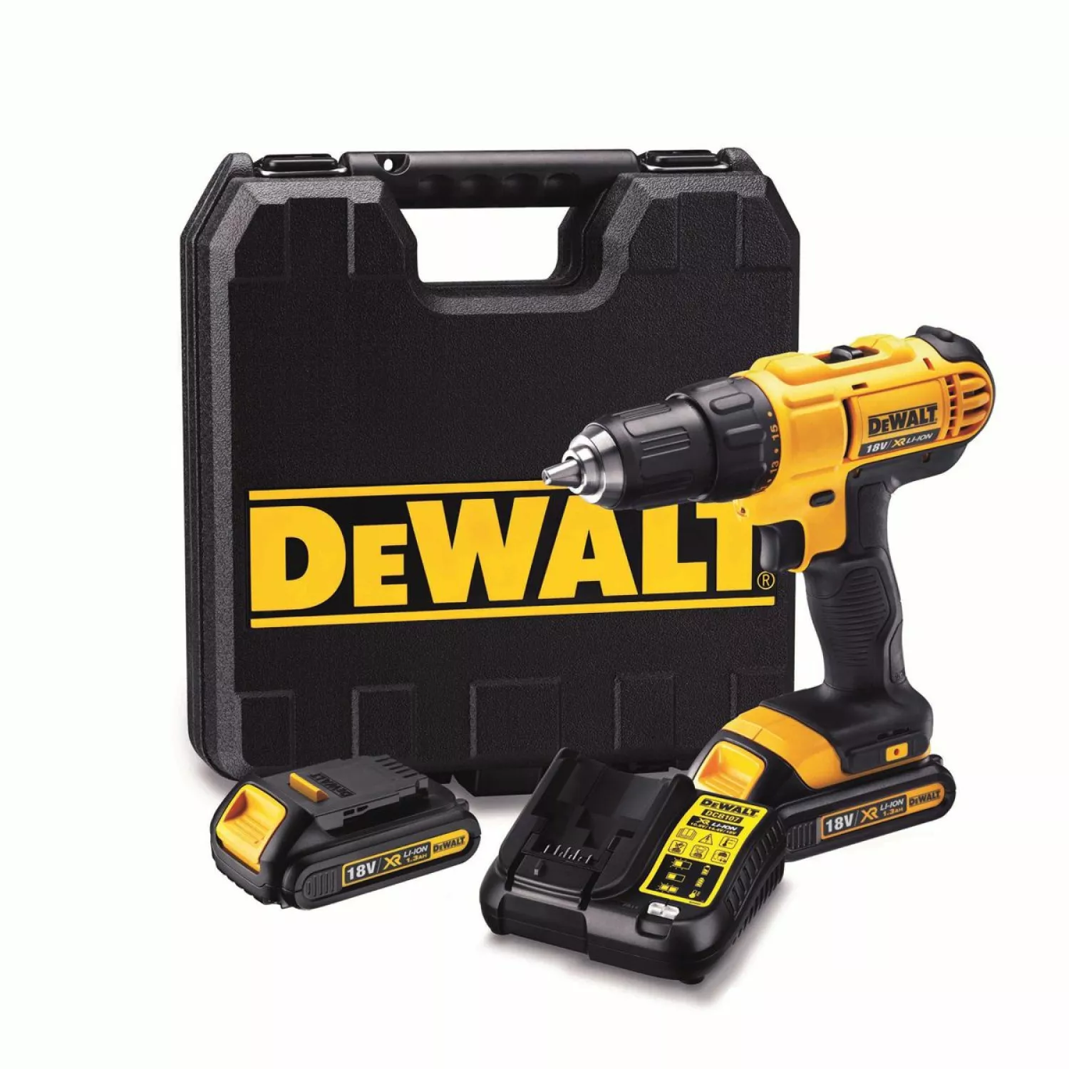 DeWALT DCD771C2 18V Li-Ion accu boor-/schroefmachine set (2x 1.3Ah accu) in koffer-image