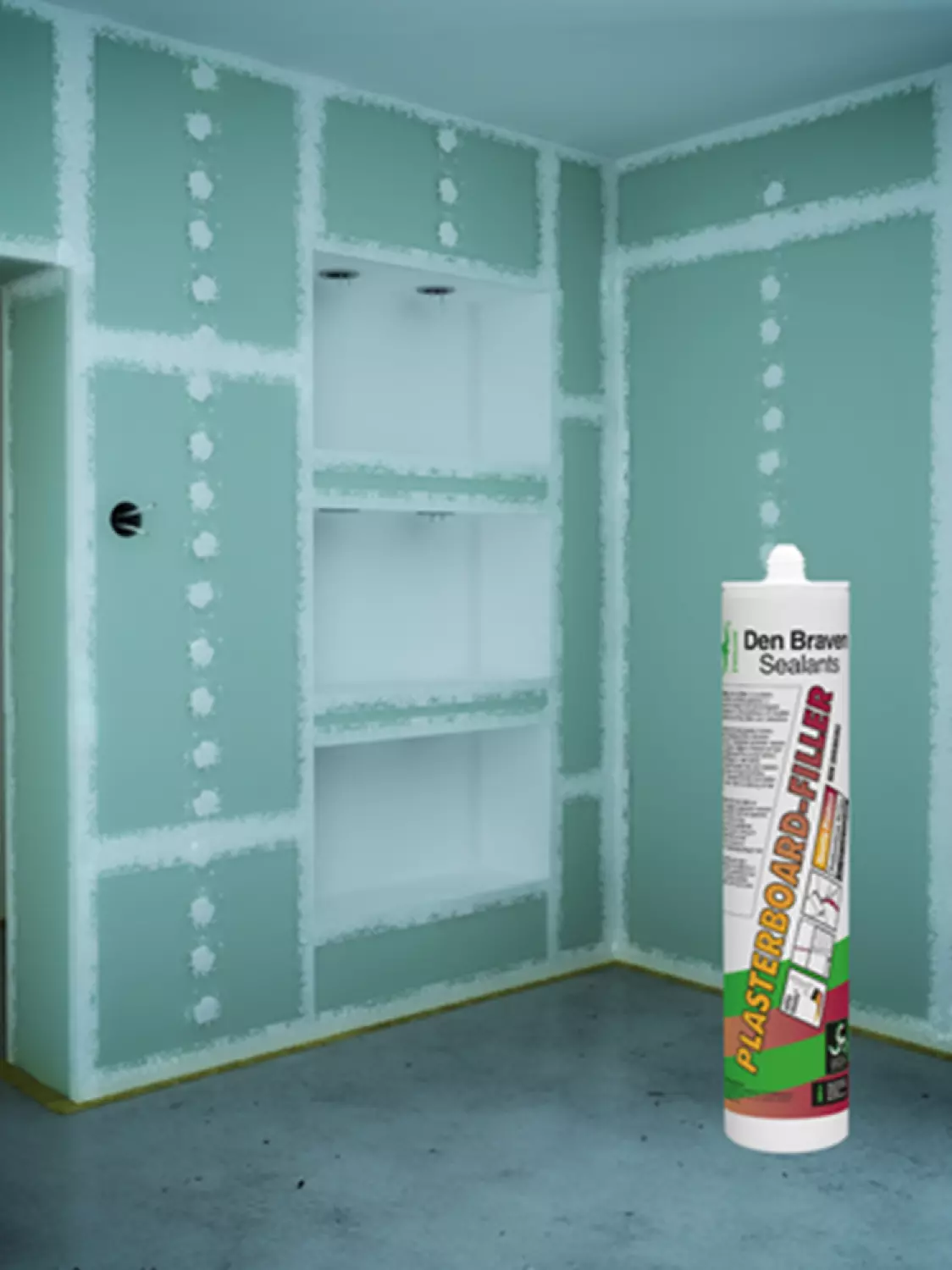 Zwaluw Den Braven 11221202 Enduit de rebouchage pour plaques de plâtre - Blanc - 310 ml-image
