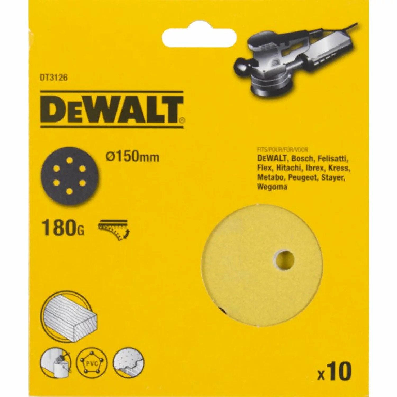 DeWALT DT3126 Disque de ponçage - K180 - 150 mm (10e)