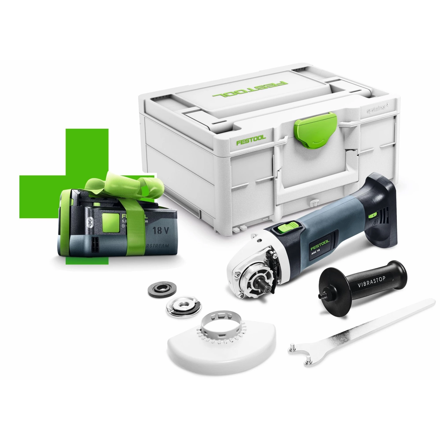 Festool AGC 18-125 EB-Basic-ERGO - Promo 2022 - 18V Li-Ion accu haakse slijper set in systainer met gratis 5.2 Ah accu-image