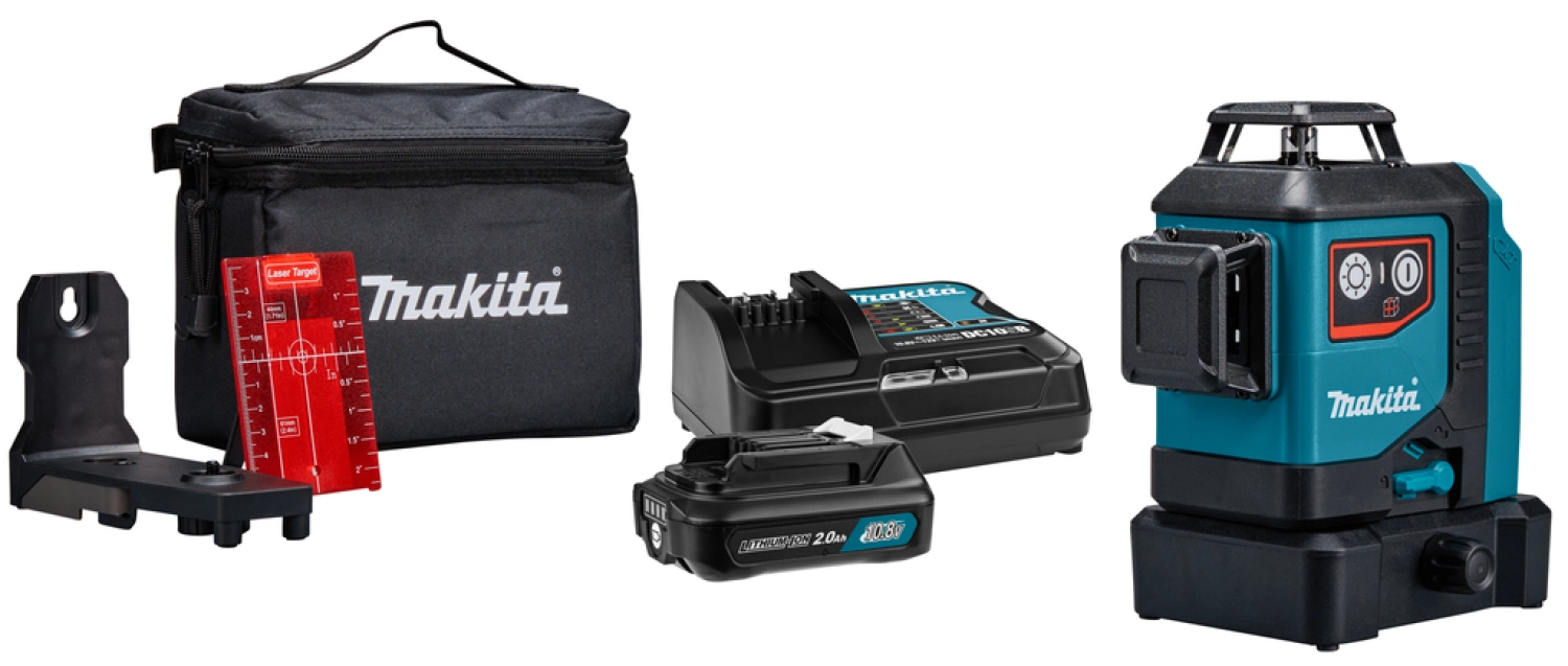 Makita SK700DX 12V Max Li-Ion accu kruislijnlaser set (1x2.0Ah) in tas - zelfnivellerend - rood 3x360°- 25m-image