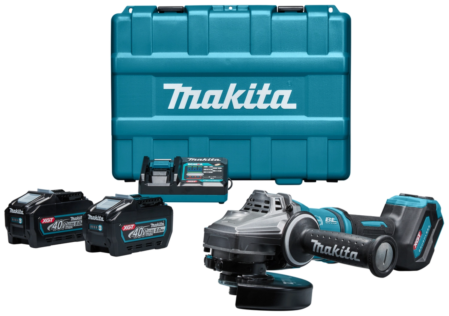 Makita GA037GT203 XGT 40V Max Li-Ion Accu Haakse Slijper 180 mm set (2 x 5,0Ah) in koffer