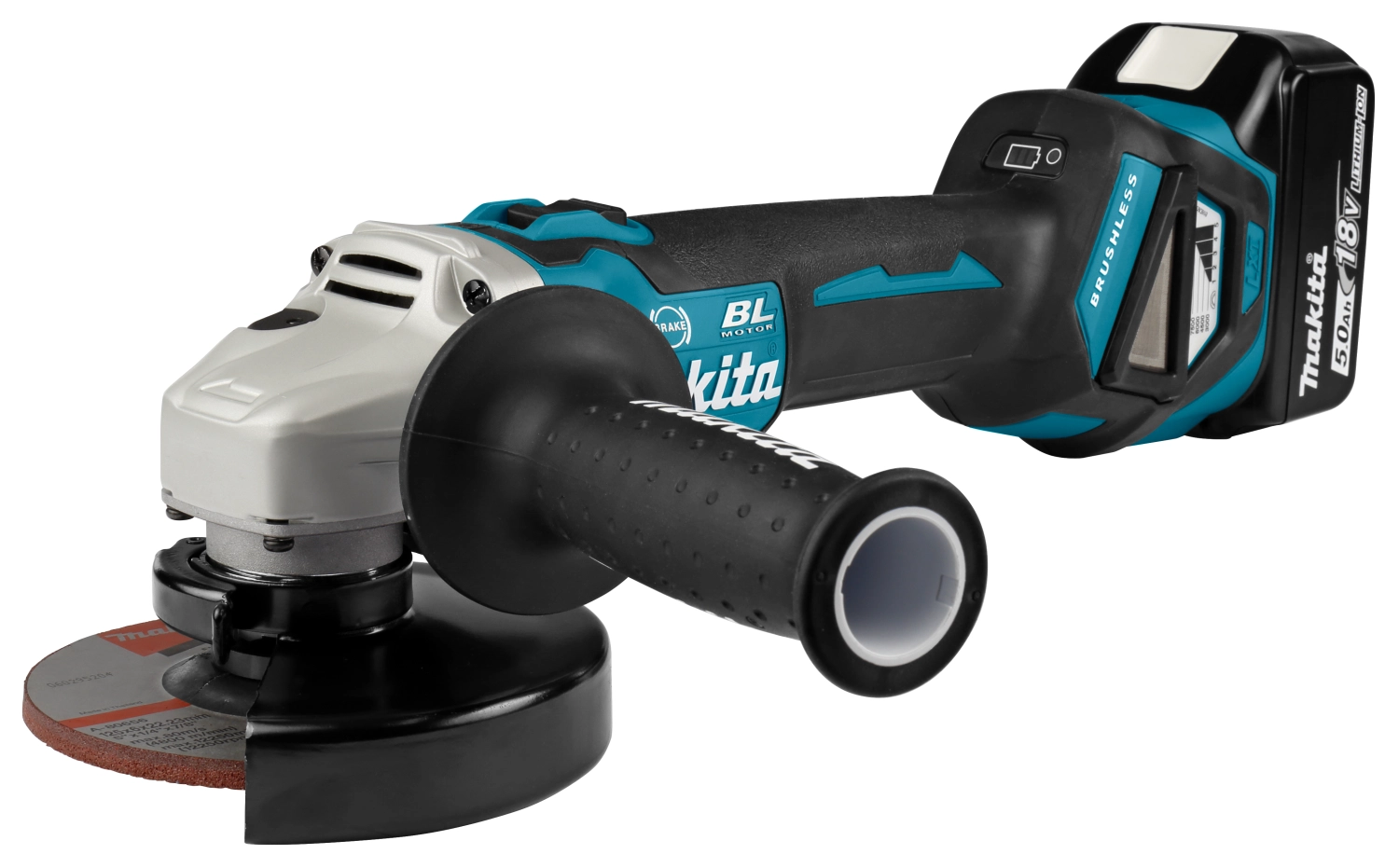 Makita DGA513RTJ 18V Li-Ion accu haakse slijper set (2x 5.0Ah accu) in Mbox - 125mm - koolborstelloos-image