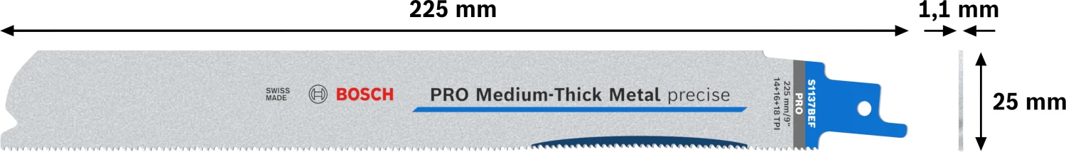 Bosch PRO S1137BEF Lame de scie sabre Medium-Thick Precise - 225 mm - métal (5 pièces)-image