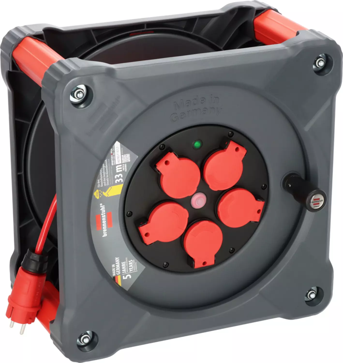 Brennenstuhl Professional KA 3110 Bouwplaats Cube 5-voudig kabelhaspel H07BQ-F 3G1.5 - IP44 - 33m - Rood-image