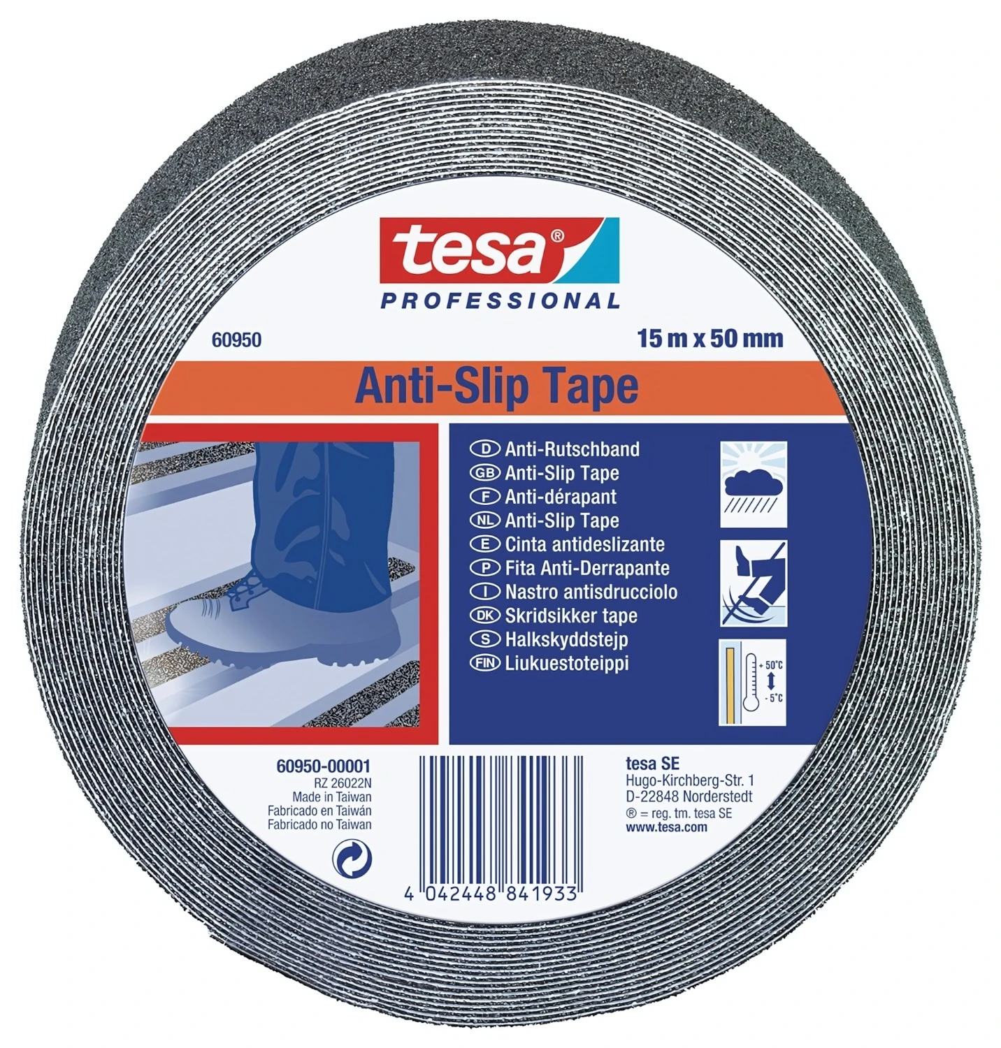 Tesa 60950 Anti-slip Tape 25mm x 15m - Zwart