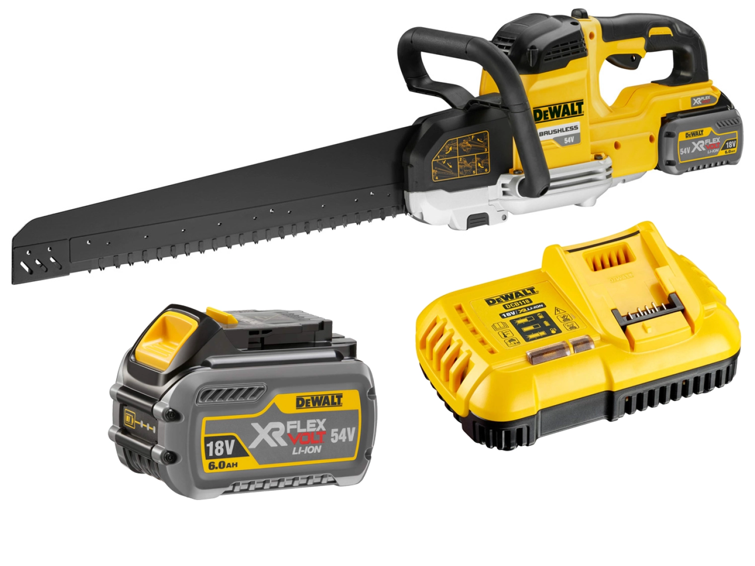 DeWalt DCS397T2 Scie alligator à batteries 18V/54V Li-Ion XR FlexVolt (2x batterie 6.0Ah) - 430mm - moteur sans charbon