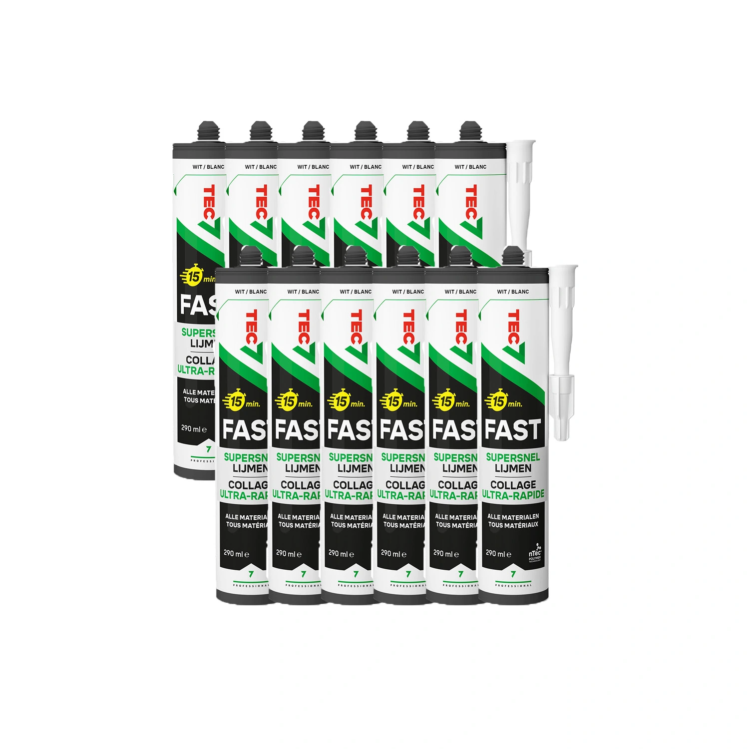 TEC7 Fast Supersnelle lijmkit - Wit - 290ml - 12st