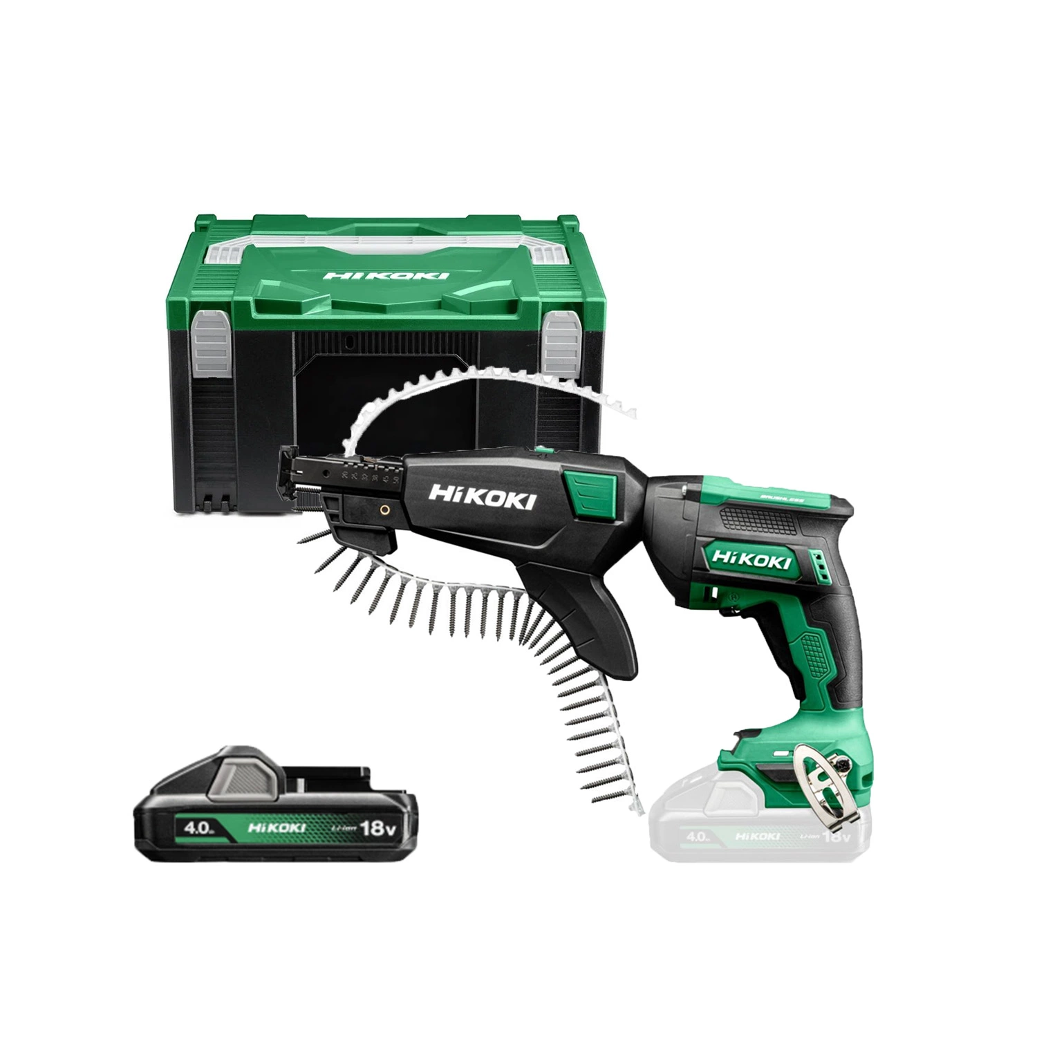 HiKOKI W18DAWCZ 18V Set de Tournevis sans fil (2x batterie 4.0Ah) en HSC III avec visseuse automatique-image