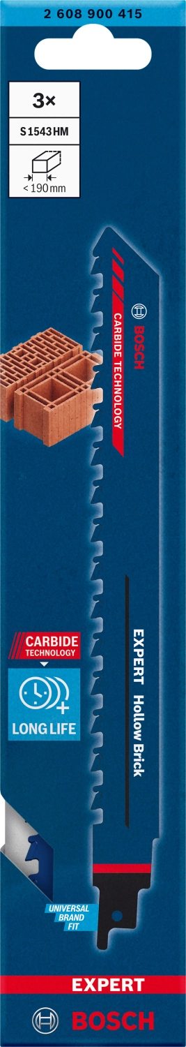 Bosch 2608900415 EXPERT Reciprozaagblad S1543HM - Hollow Brick (3st)-image