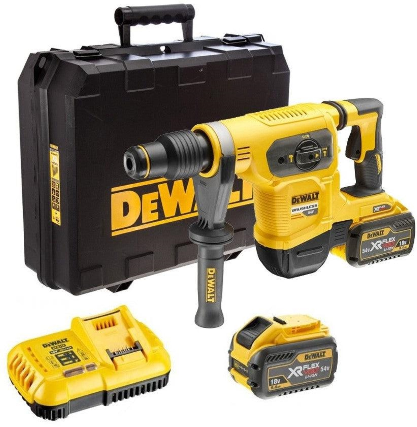 DeWALT DCH481X2 Marteau SDS-max à batteries 54V XR Flexvolt (2x batterie 9.0Ah) - 6J - moteur sans charbon-image