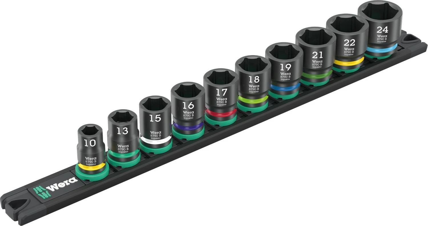 Wera 05005451001 11-pièces 9607 Cap magnetic strip B Impaktor 1 jeu de douilles avec support-image