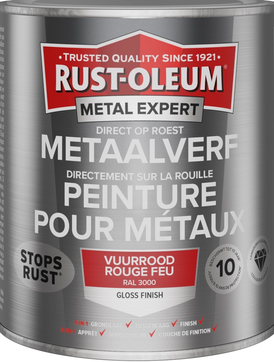 Rust-Oleum MetalExpert Hoogglans - RAL 3000 vuurrood - 0,25L-image