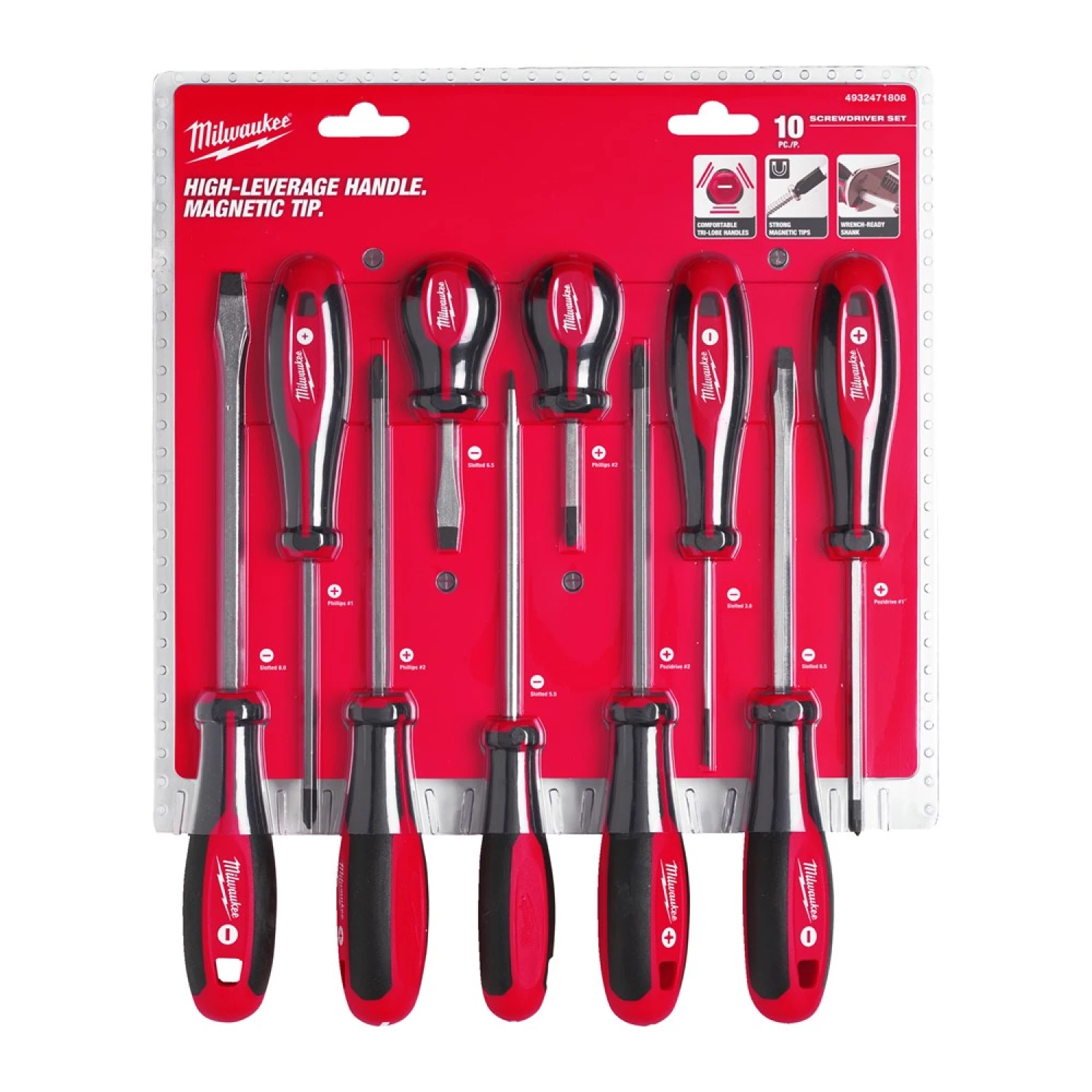 Milwaukee 4932471808 10-delige Tri-lobe schroevendraaiersset - PZ/PH/SL-image