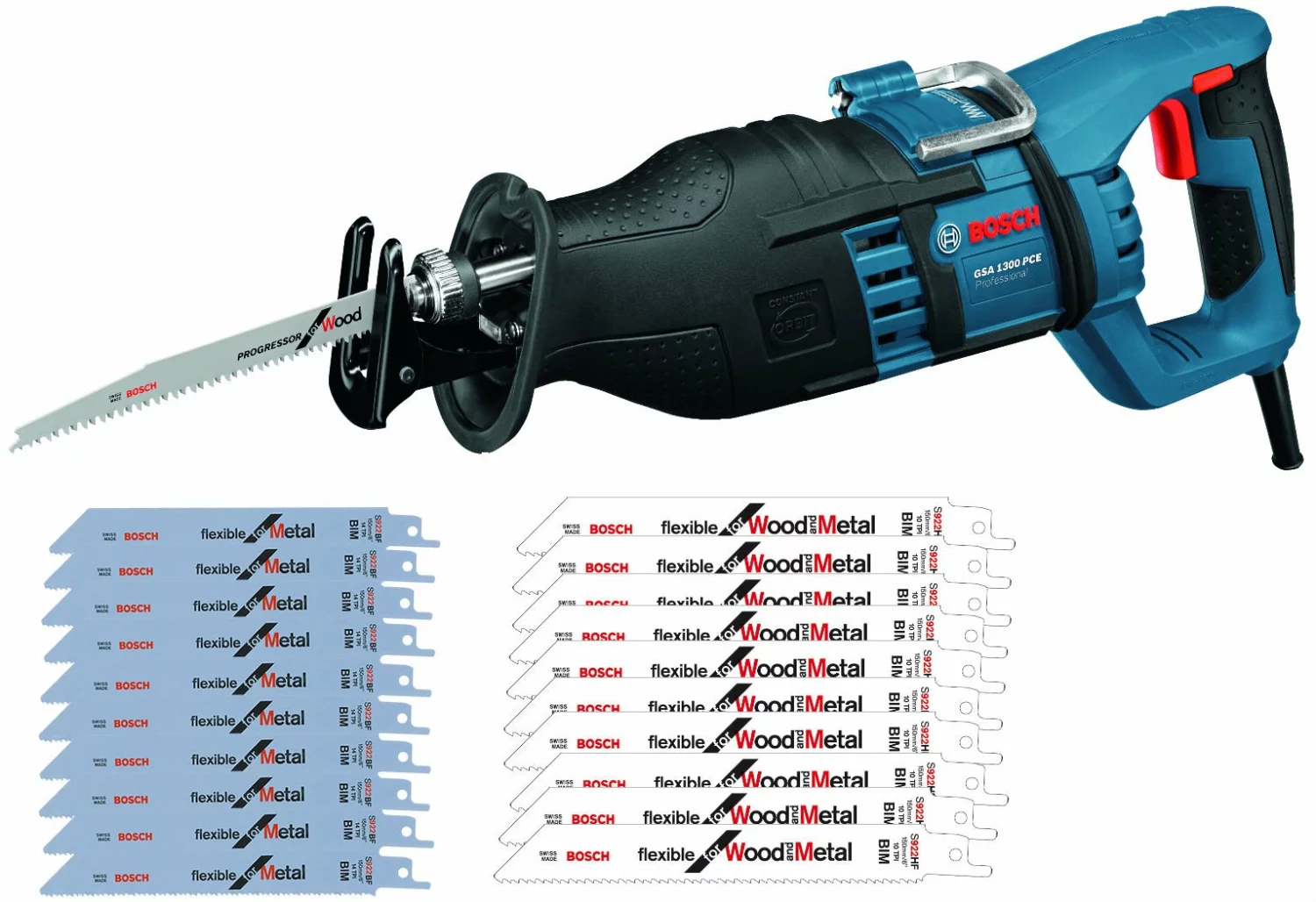 Bosch GSA 1300 PCE Reciprozaag in koffer incl. 20 zaagbladen - 1300W - snelwissel-image