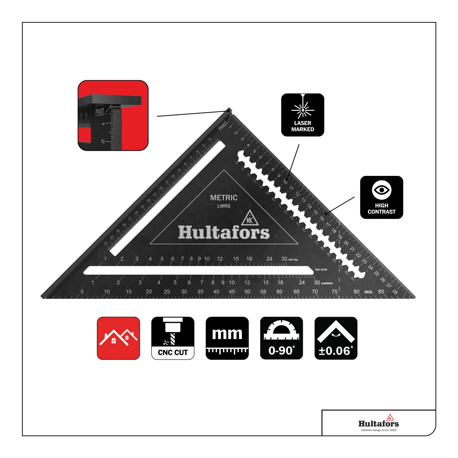 Hultafors LMRS Équerre métrique pour charpente - 30 cm-image