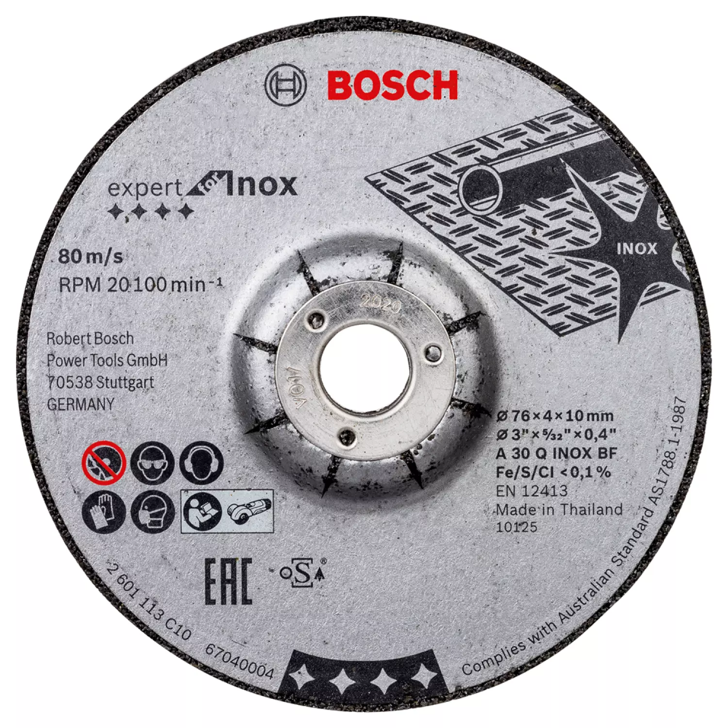 Bosch 2608601705 - Meule à ébarber Expert for Inox A 30 Q, 76 x 4 x 10 mm 2x