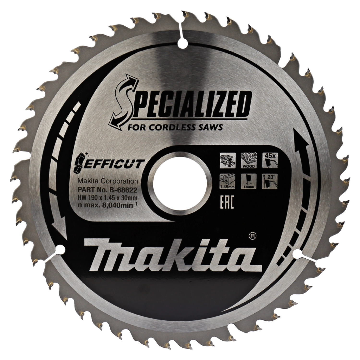 Makita B-68638 Cirkelzaagblad Hout - 190x30x1,45mm 45T-image