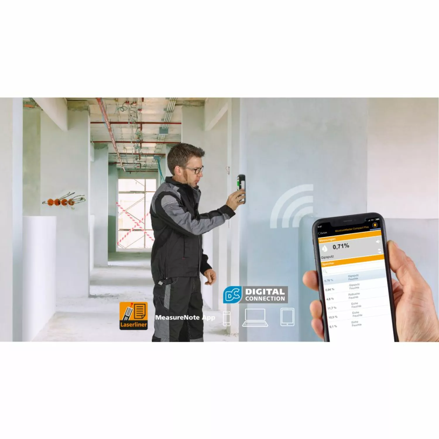Laserliner MoistureMaster Compact Plus Humidimètre avec Bluetooth-image