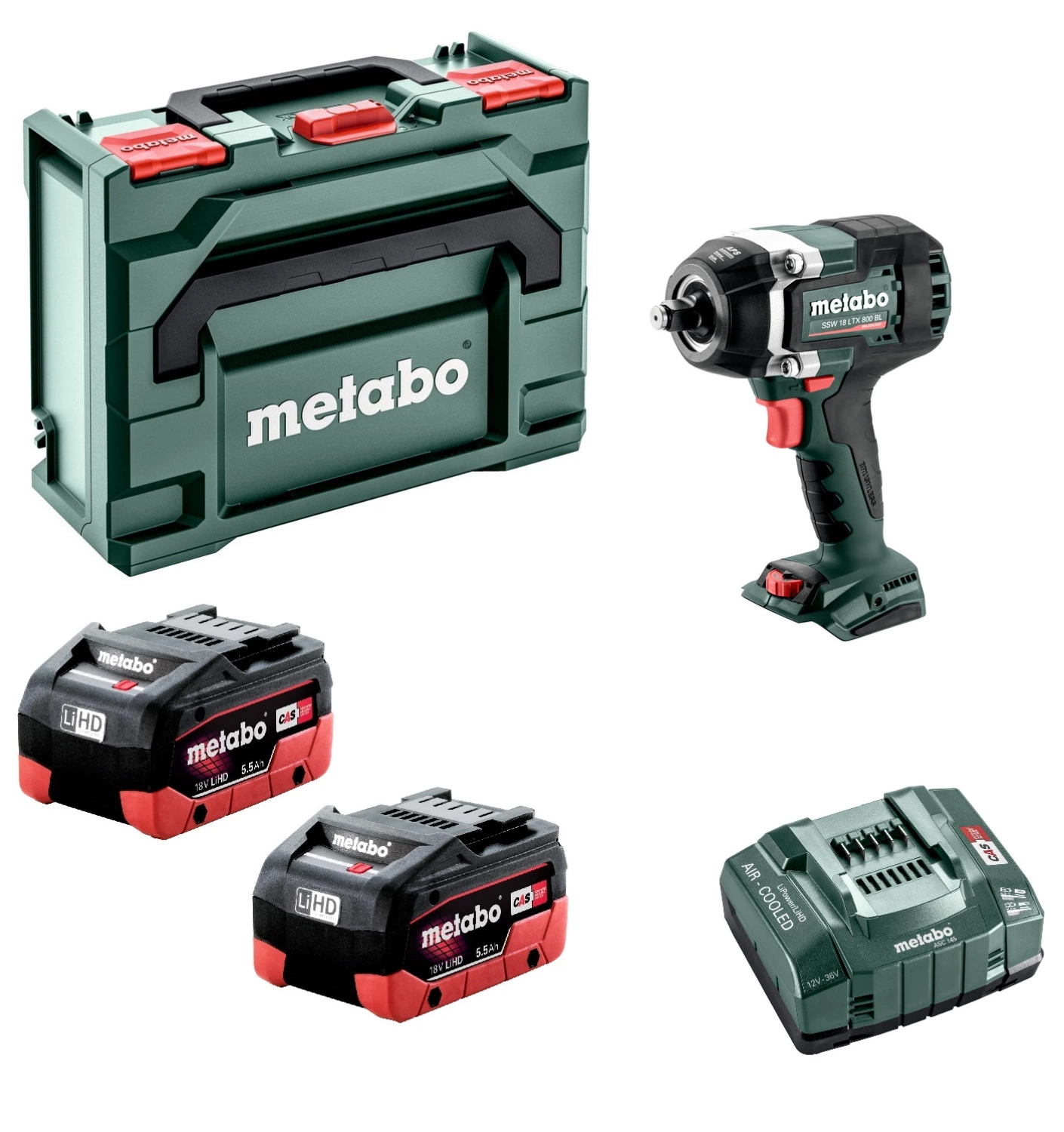 Metabo SSW 18 LTX 800 BL 18V Li-ion accu slagmoersleutel set (2x 5.5Ah) in Metabox - 800Nm-image