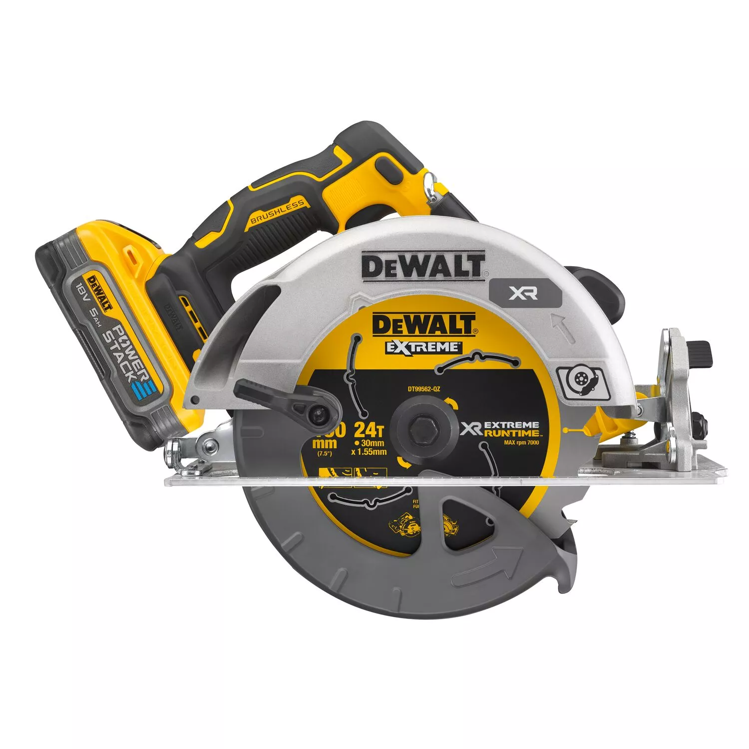 DeWALT DCS573H2T-QW 18V Li-ion XR accu cirkelzaag set (2x POWERSTACK 5.0Ah) in TSTAK - 190mm-image