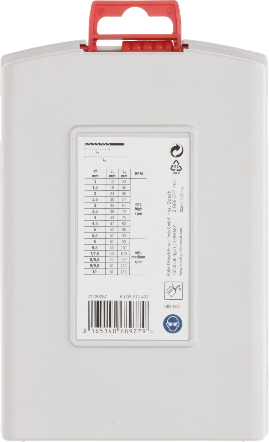 Bosch 2608587013 - Set 19 pièces foret à métaux HSS-G, DIN 338, 135° ProBox 1-10 mm-image