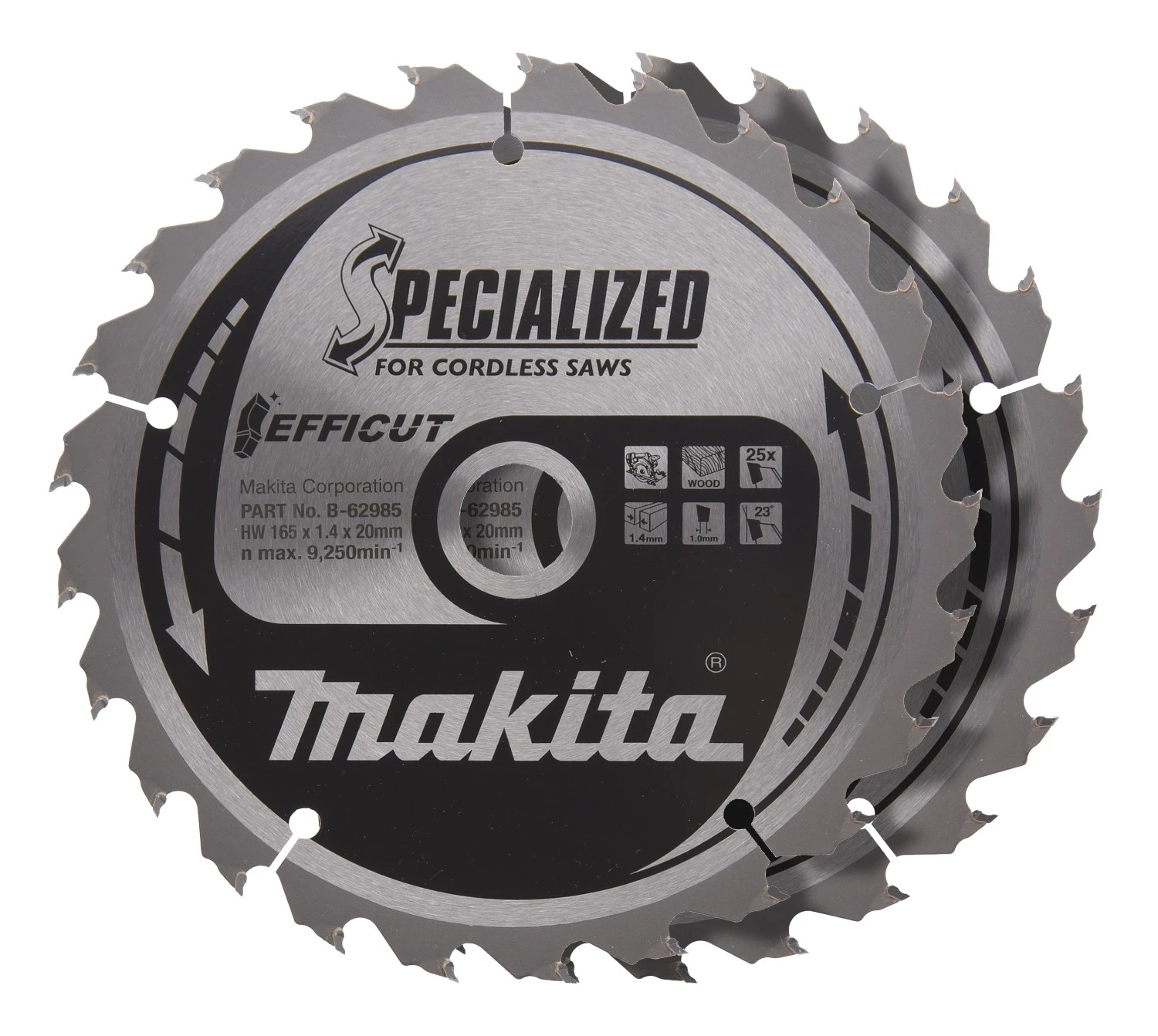 Makita B-62985-2 Lame de scie circulaire Bois - 165x20x1,4mm - 25 Dents - Duo Pack-image