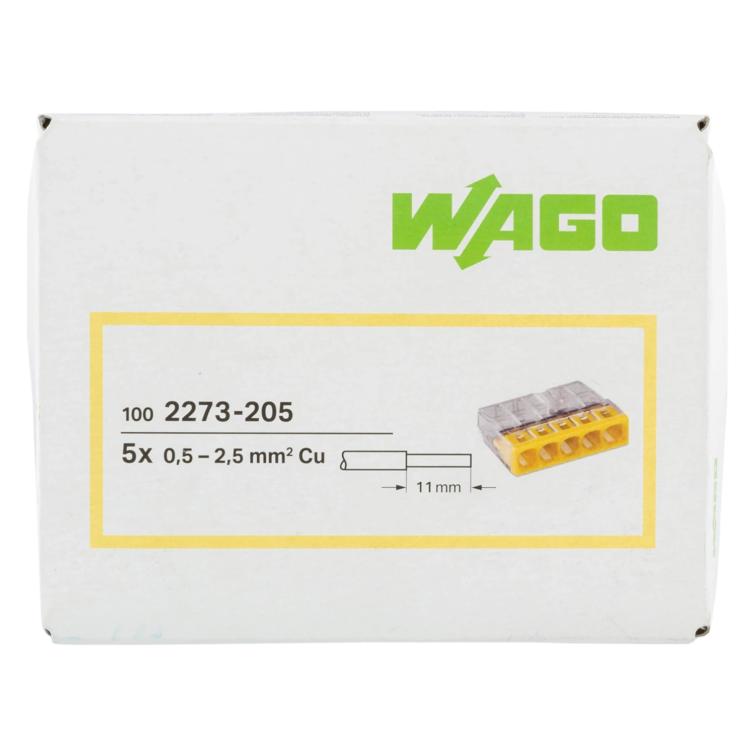 Wago 2273-205 Lasklem 5-polig - 5-gaats - 5 x 0.5 - 2.5mm² - Transparant-geel (100st)-image