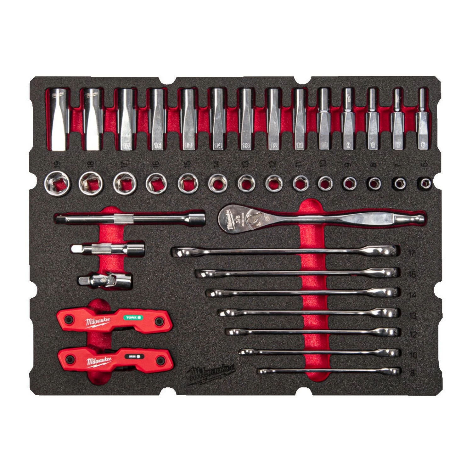 Milwaukee Ringratel-steeksleutel set 4932493640 PACKOUT™ Foam Inlay MAXBITE™ - 55-delig-image