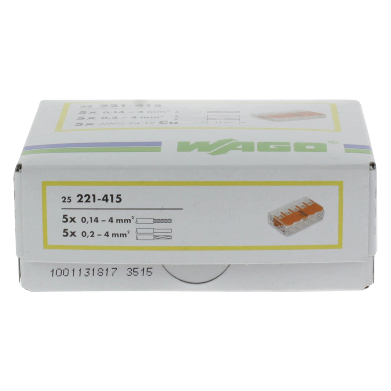 Wago 221-415 Lasklem 5-polig - 4mm - hersluitbaar - transparant-oranje (25 st)-image
