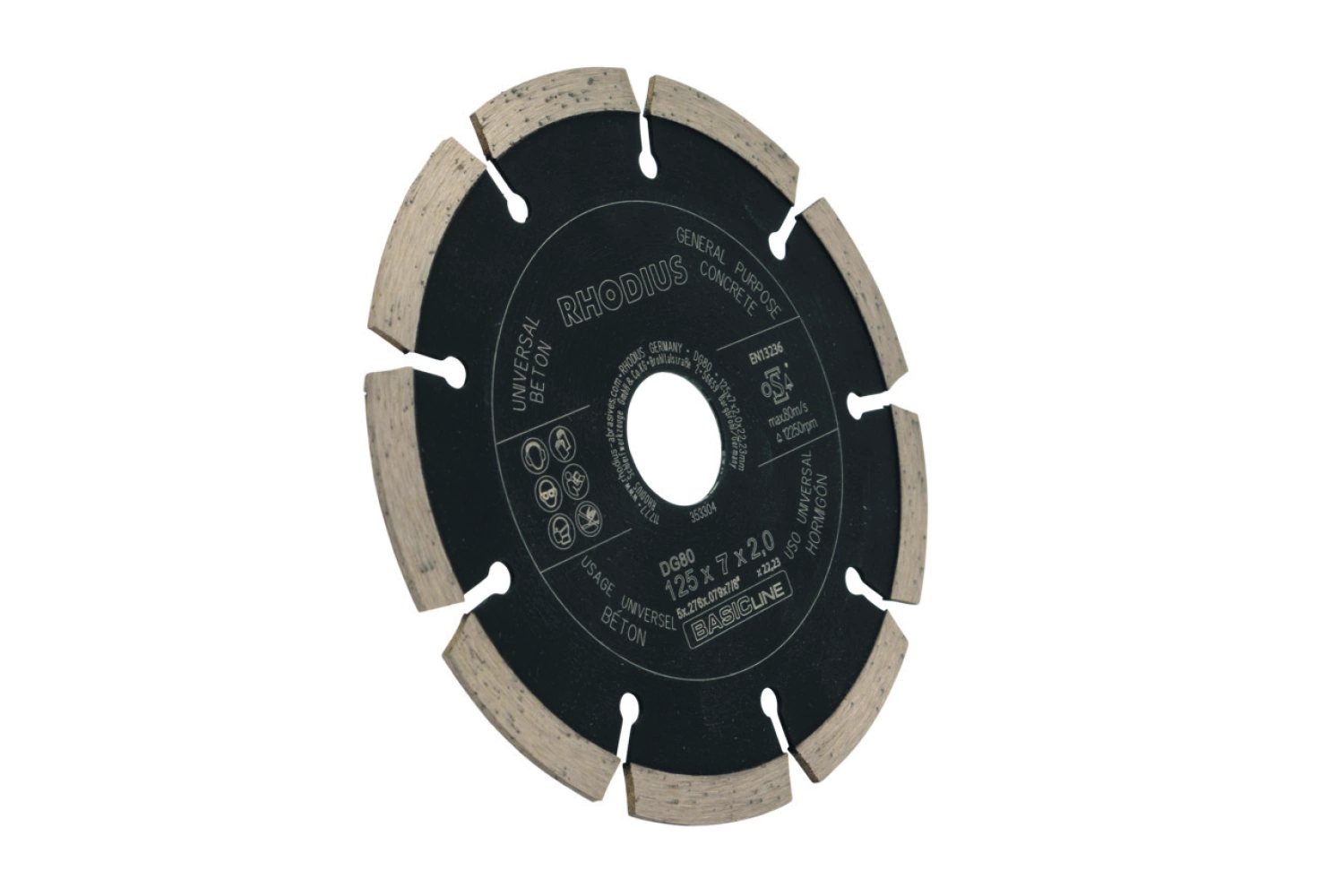 Rhodius DG80 BasicLine Diamantschijf - 125 x 7,0 x 2,0 x 22,23mm - Beton-image