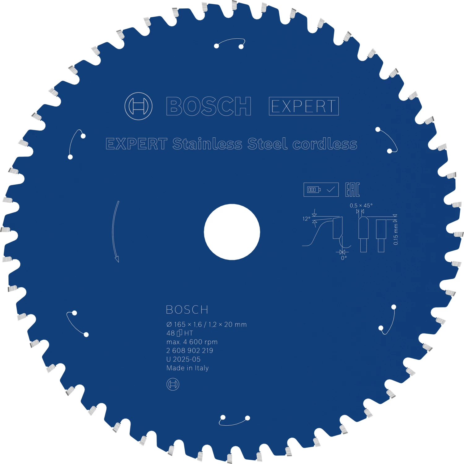 Bosch 2608902219 EXPERT cirkelzaagblad - 165 x 20 x 48T - RVS - Cordless-image