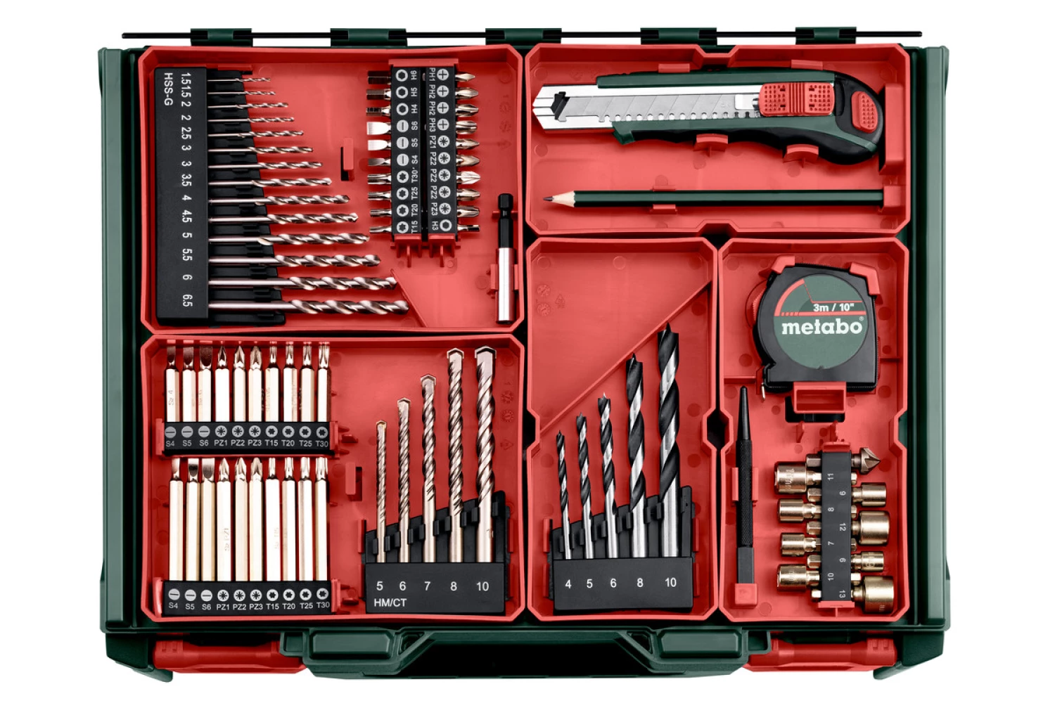 Metabo SB 18 Set Atelier mobile 18V Li-ion perceuse-visseuse à percussion avec batterie (2x 2.0Ah accu) en coffret incl. ensemble d'accessoires de 78 pièces-image