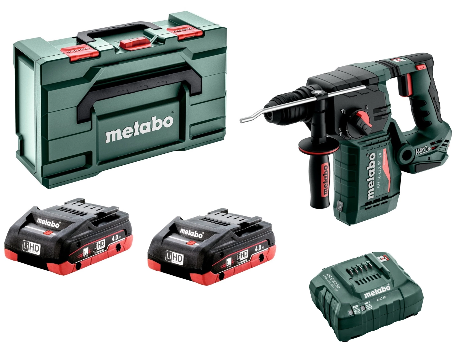 Metabo KH 18 LTX BL 24 18V Li-ion Accu combihamer set (2x4.0Ah LiHD accu) in Metabox-image