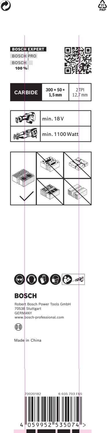 Bosch 2608900417 EXPERT Reciprozaagblad S1243HM Hollow Brick-image