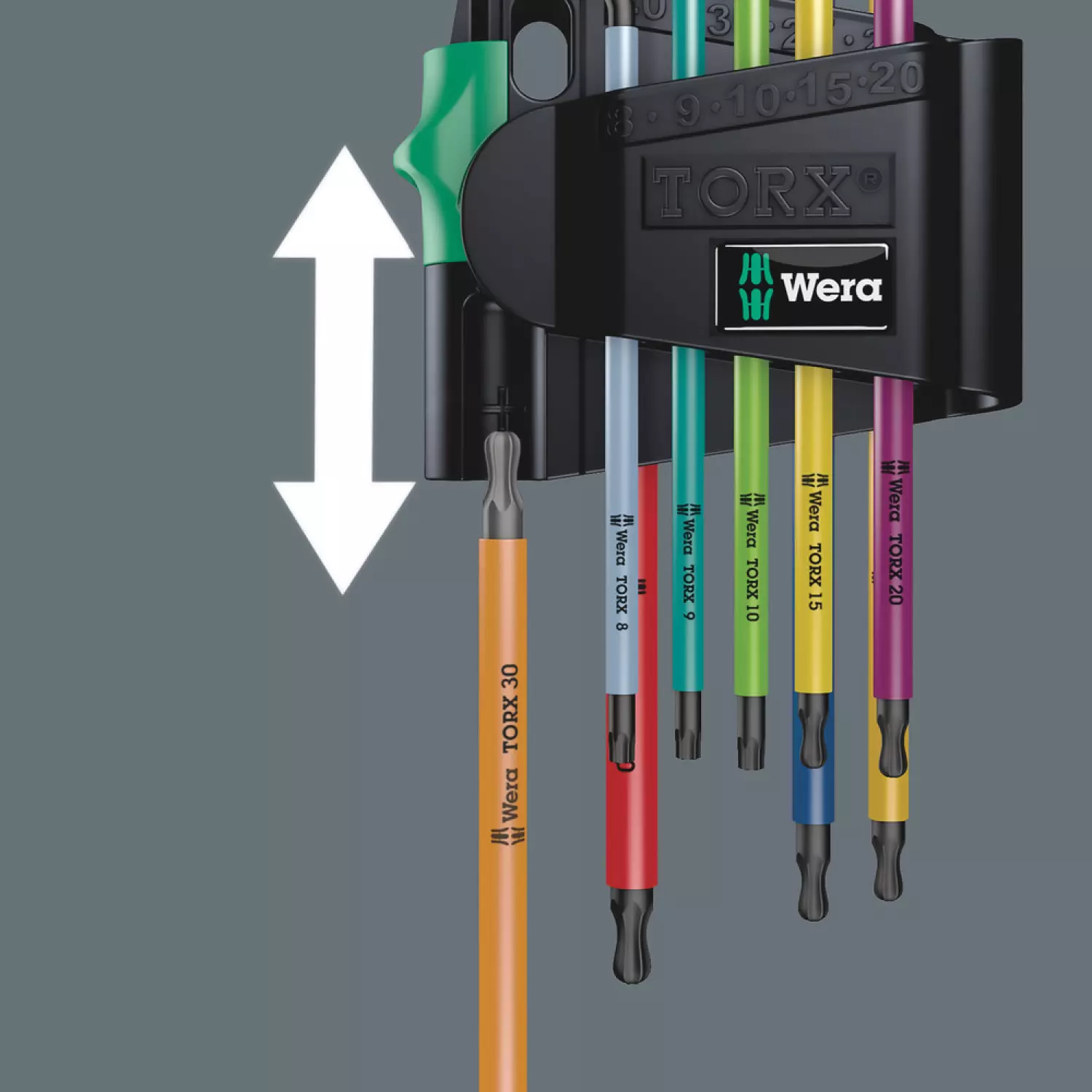 Wera 967/9 TXBO Multicolour 1 SB Jeu de clés mâles coudées TORX BO Multicolour - BlackLaser - (Jeu de 9pcs)-image