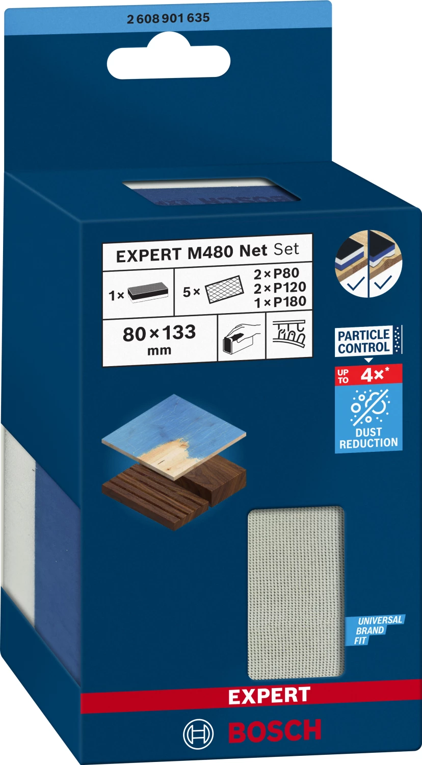 Bosch 2608901635 EXPERT bloc de ponçage 3 en 1 - 2 x K80, 2 x K120, 1 x K180-image