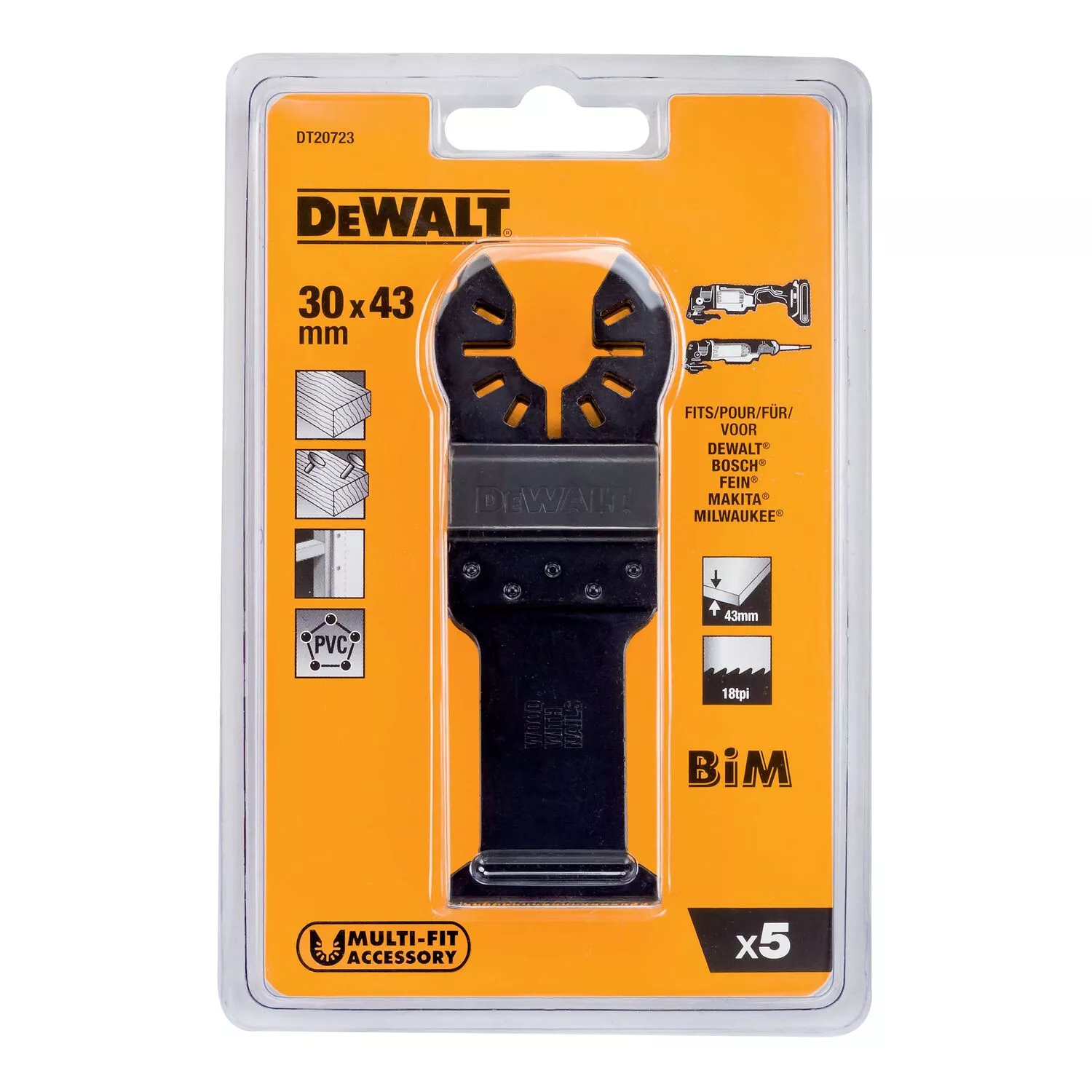 DeWALT DT20723 BiM multitool zaagblad voor hout en nagels - 30mm (5st)-image