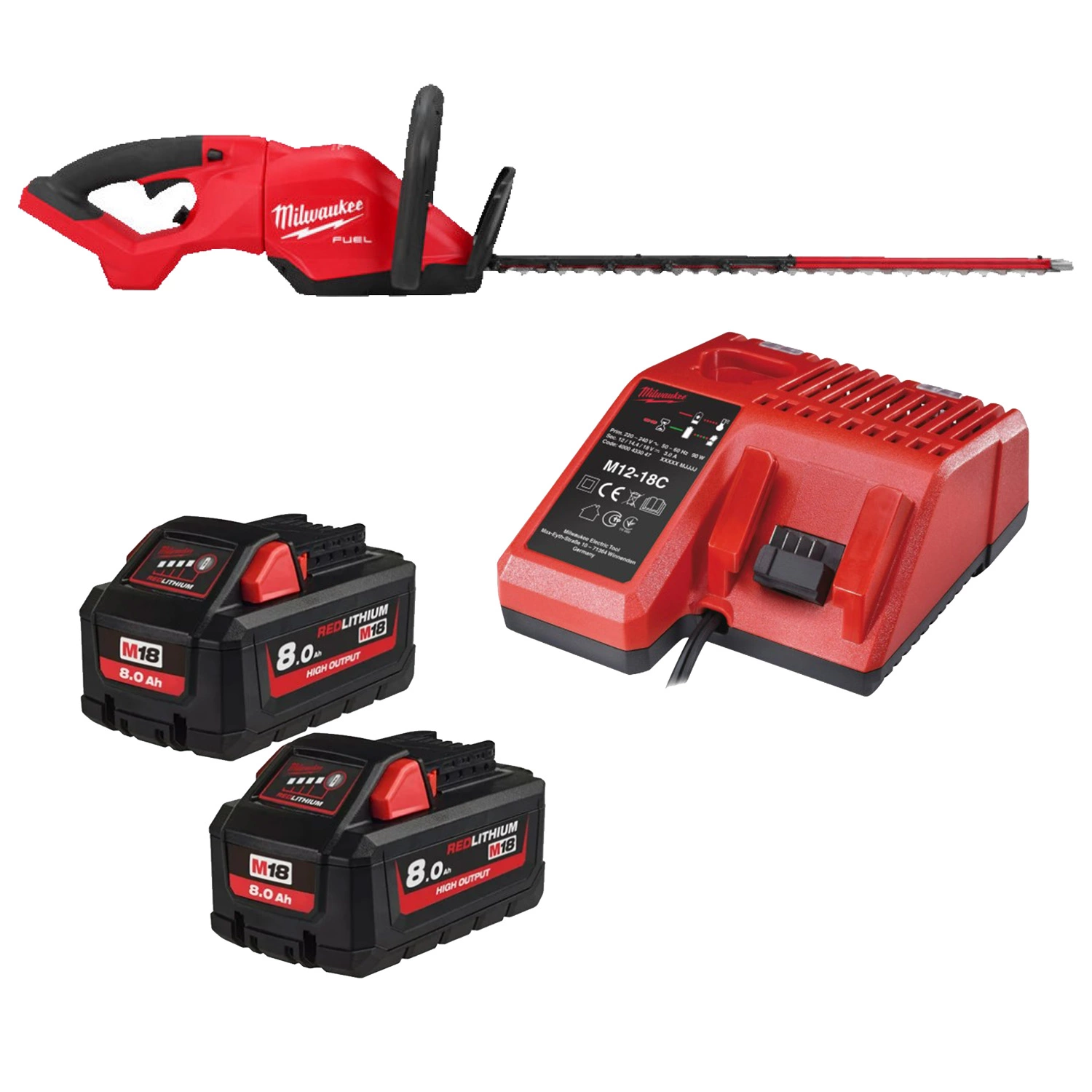 Milwaukee M18 FHET60G2-802 Ensemble taille-haie sans fil 18V Li-ion (2x batterie 8.0Ah) - 600 mm-image