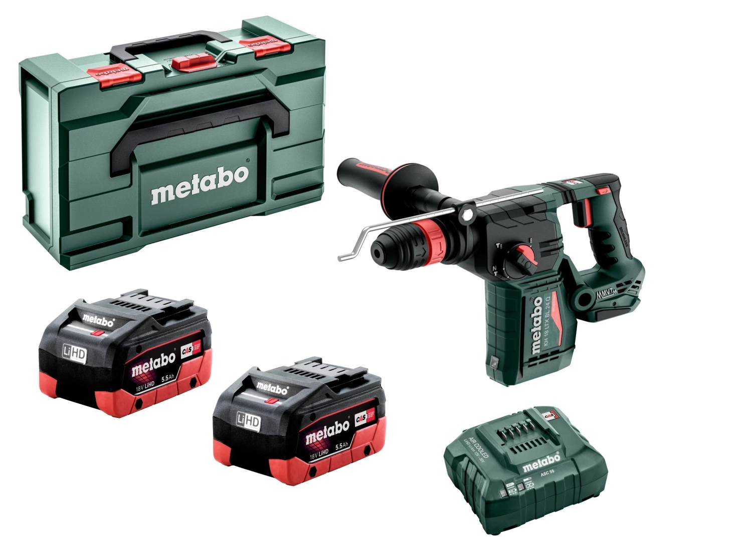 Metabo KH 18 LTX BL 24 Q 18V Li-ion Accu combihamer set (2x 5.5Ah LiHD accu) in metaBOX-image