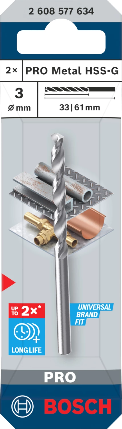 Bosch PRO 2608577634 Foret à métaux HSS-G - 3 x 33 x 61 mm-image