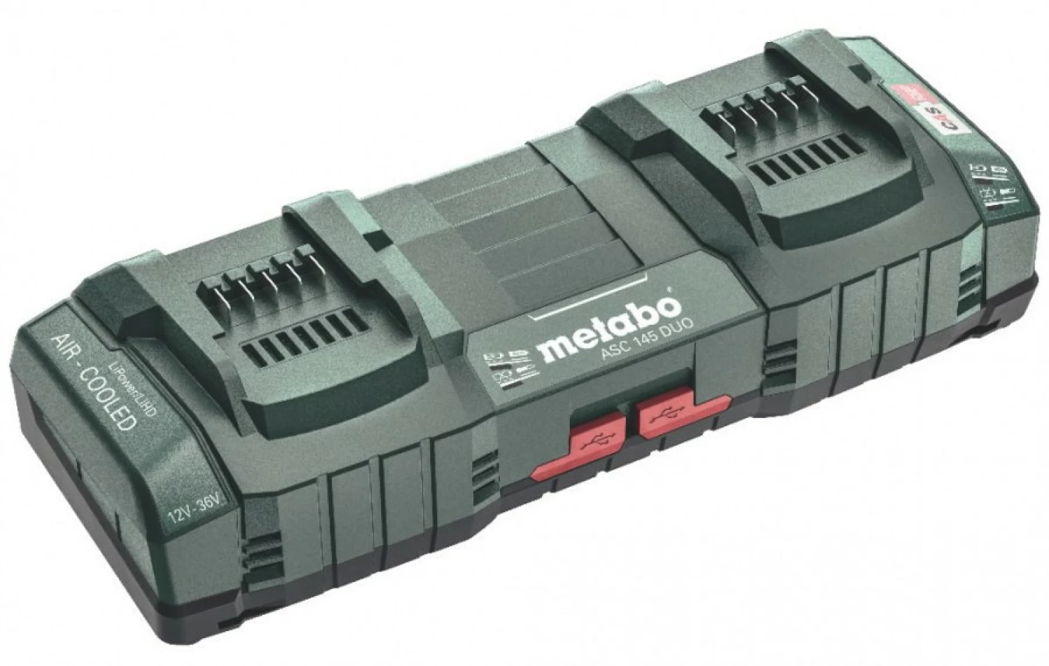 Metabo Duo ASC 145 12/18/66V LIHD / LI -ion Accu Duus Charger avec porte de chargement USB (2x) - refroidi à l'air-image