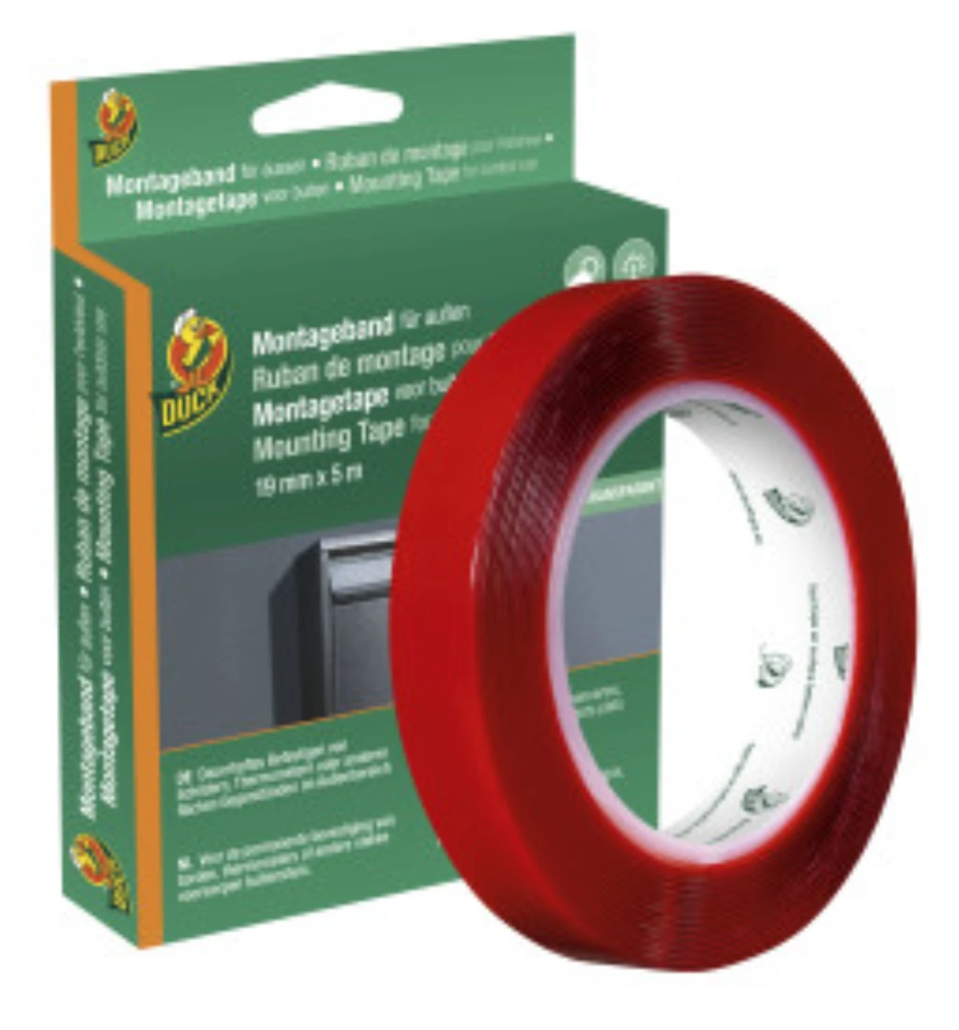 Duck Tape 140-00 Ruban de montage pour l'extérieur - Transparent - 19 mm x 5 m