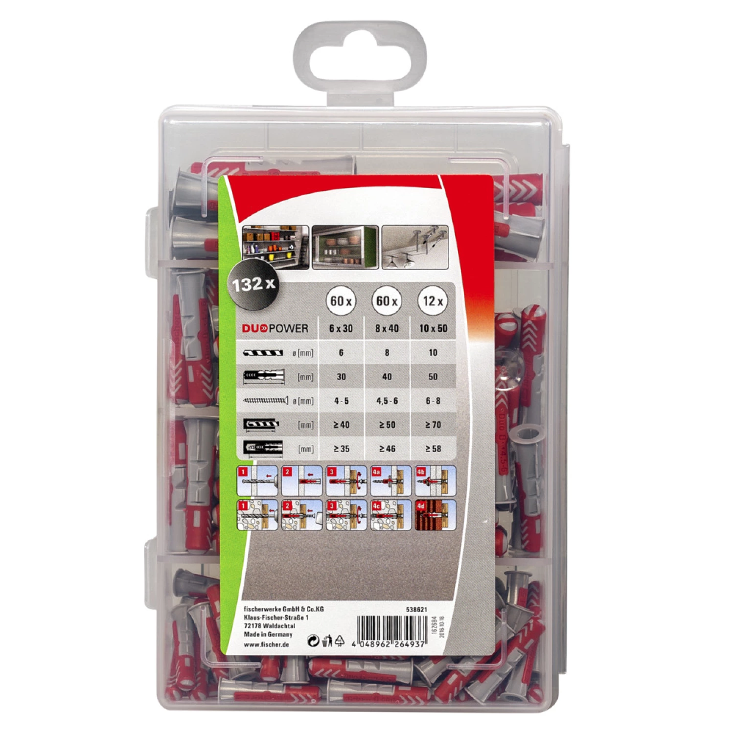 Fischer 538621 - Fischer PROFI-BOX, chevilles tous matériaux Fischer DuoPower (132pcs) PROFI-BOX DuoPower-image