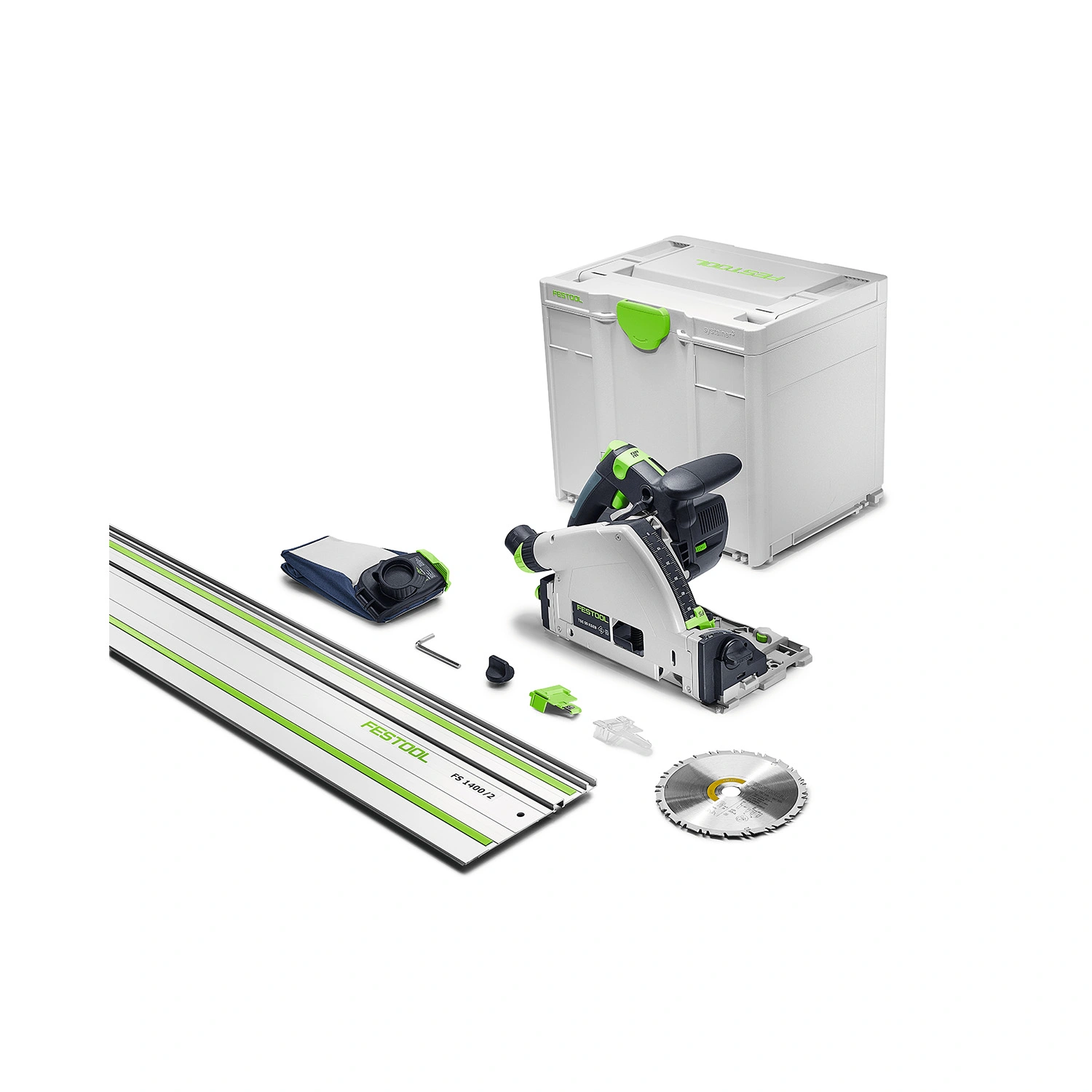 Festool TSC 55 KSEB-Basic-FS 18V Li-Ion accu-invalcirkelzaag body in systainer - 160mm - Incl. geleiderail 1400mm