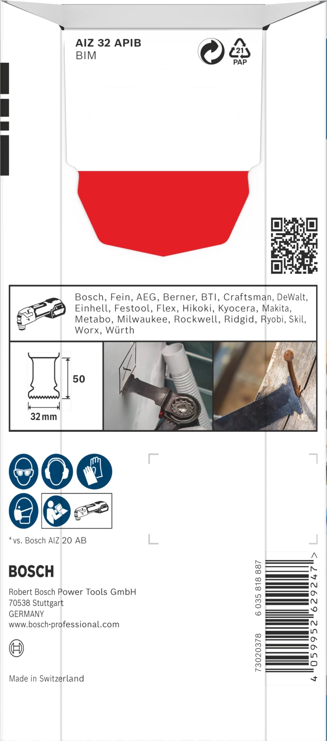 Bosch 2608669067 PRO / AIZ 32 APIB BIM invalzaagblad - 50 x 32mm - Hout en Metaal (5 st.)-image
