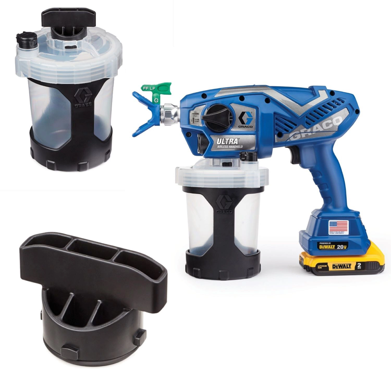 Graco 17M366 Ultra draagbare snoerloze verfspuit incl. bekerset 1L compleet met afsluitdop en afsluitdop voor bekerset-image
